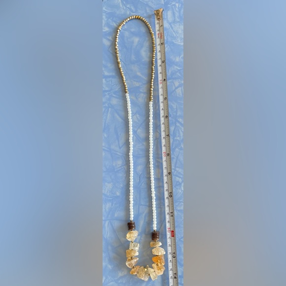 Tumbled Glass and petrified Wood Statement Necklace - Picture 5 of 5